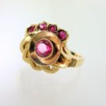 10k Gold Ruby Retro Ring Two Tone Yellow Rose Gold
