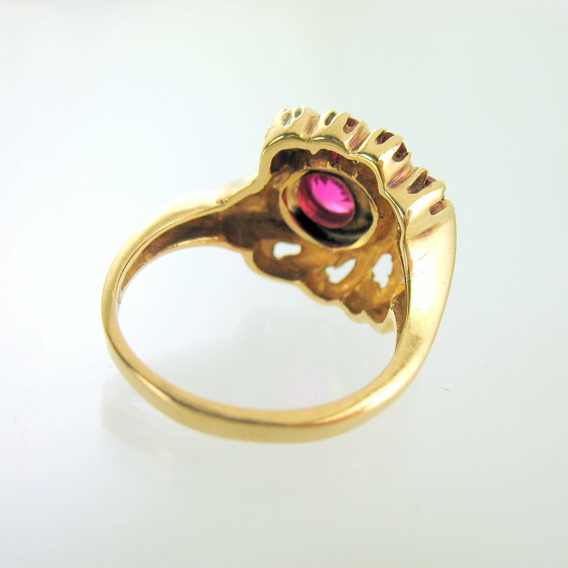 10k Gold Ruby Retro Ring Two Tone Yellow Rose Gold