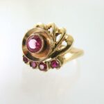 10k Gold Ruby Retro Ring Two Tone Yellow Rose Gold