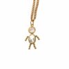 14k Gold CZ Stick Figure Pendant Necklace