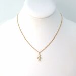 14k Gold CZ Stick Figure Pendant Necklace
