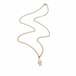 14k Gold CZ Stick Figure Pendant Necklace