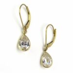 14k Gold Pear CZ Drop Earrings