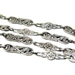 Antique Art Nouveau 800 Silver Fancy Floral Link Chain Necklace