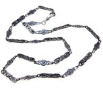 Antique Art Nouveau 800 Silver Fancy Floral Link Chain Necklace