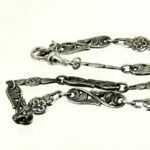 Antique Art Nouveau 800 Silver Fancy Floral Link Chain Necklace