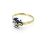 Antique Enamel Pansy Diamond 14k Gold Ring Art Nouveau Larter & Sons