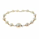 Antique Natural Baroque Pearls 10k Gold Bracelet Rosary Style
