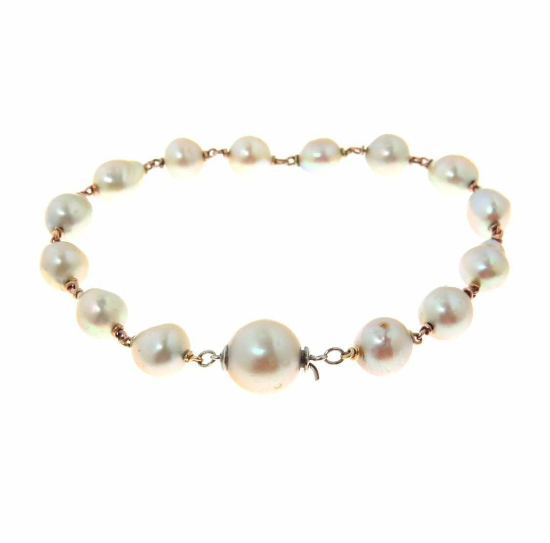 Antique Natural Baroque Pearls 10k Gold Bracelet Rosary Style