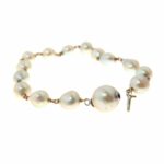 Antique Natural Baroque Pearls 10k Gold Bracelet Rosary Style