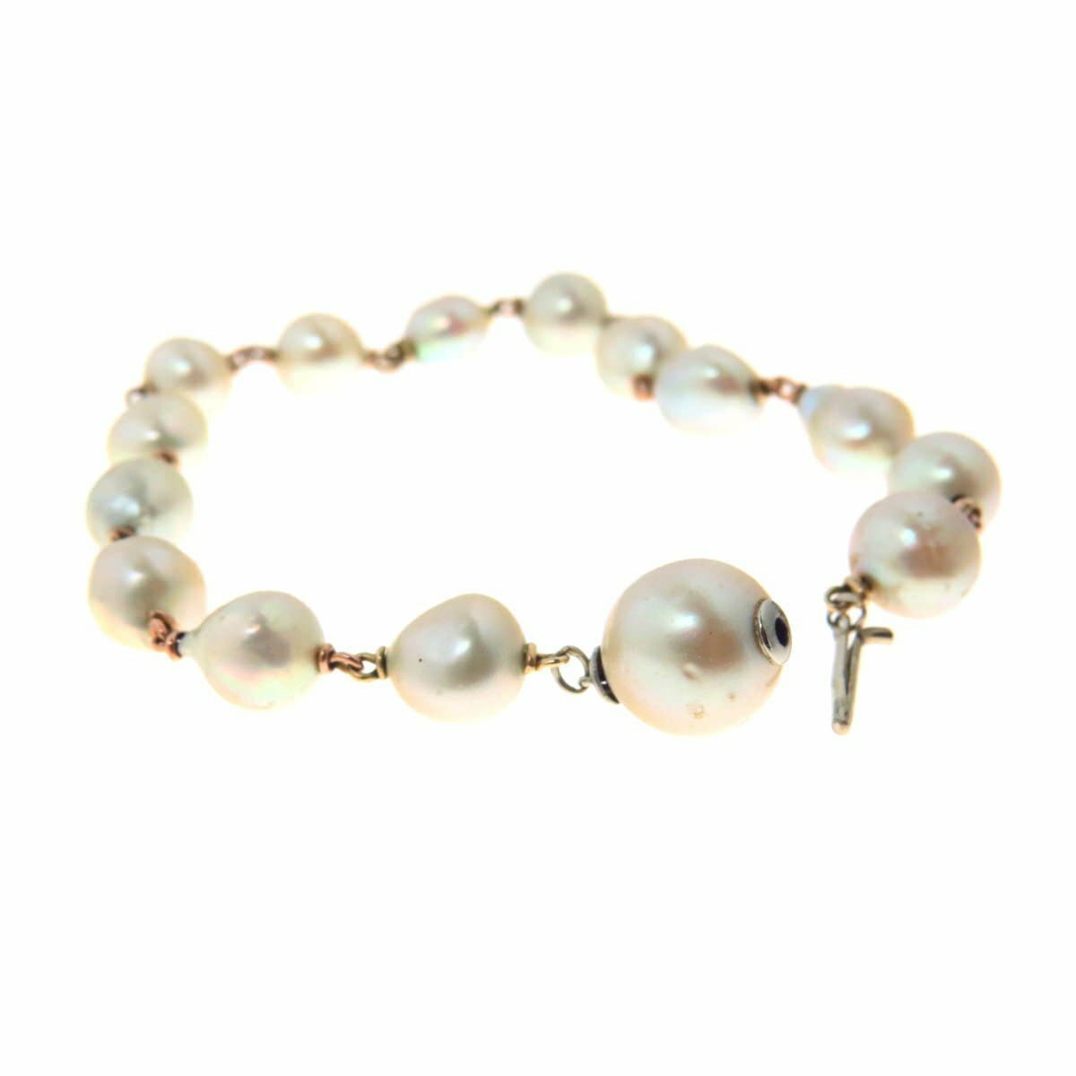 Antique Natural Baroque Pearls 10k Gold Bracelet Rosary Style