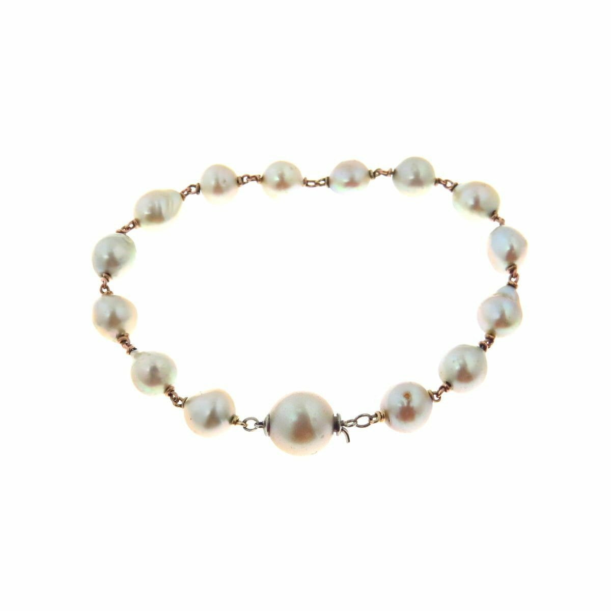 Antique Natural Baroque Pearls 10k Gold Bracelet Rosary Style