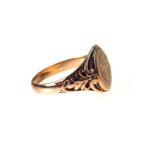 Antique Victorian Deeply Carved 10 K Gold Signet Ring Initials H.E.B.