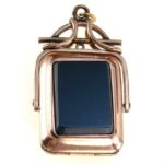 Antique Victorian Spinner Fob Locket Carnelian Black Onyx
