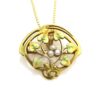 Bippart & Co Art Nouveau 14k Gold Enamel Seed Pearl Brooch