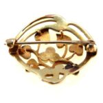 Art Nouveau 14k Gold Enamel Seed Pearl Brooch Bippart & Co