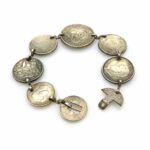 vintage 1940s Australian Silver Coins Trench Art Bracelet with belt buckle closure