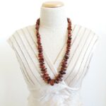 Vintage Natural Graduated Cognac Amber Nugget Statement Necklace
