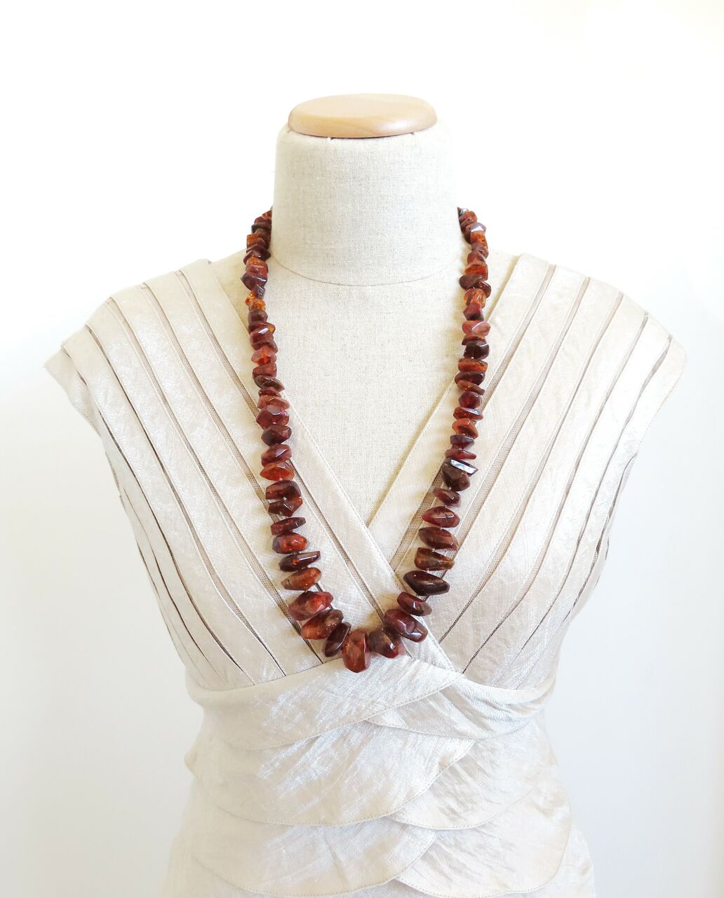 Vintage Natural Graduated Cognac Amber Nugget Statement Necklace