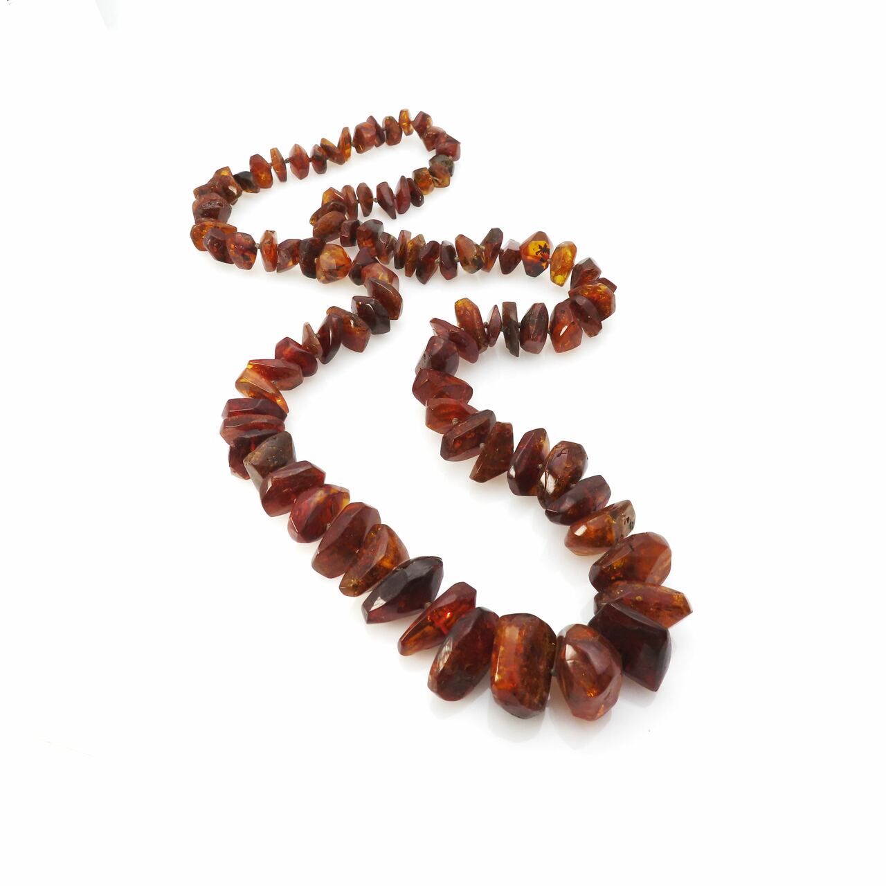 Vintage Natural Graduated Cognac Amber Nugget Statement Necklace