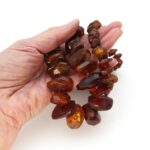Vintage Natural Graduated Cognac Amber Nugget Statement Necklace