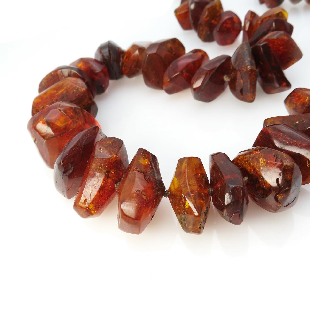 Vintage Natural Graduated Cognac Amber Nugget Statement Necklace