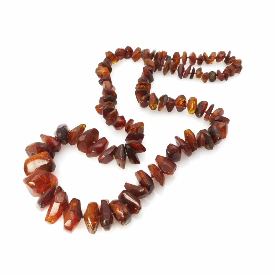 Cognac Amber Nugget Graduated Bead Necklace