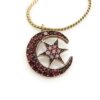 Antique Victorian Moon Star Bohemian Garnet Pendant Necklace converted brooch.