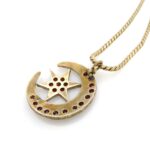 Victorian Moon Star Bohemian Garnet Pendant Necklace