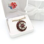 Victorian Moon Star Bohemian Garnet Pendant Necklace