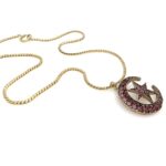Victorian Moon Star Bohemian Garnet Pendant Necklace