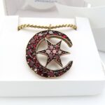 Vintage Victorian Moon Star Bohemian Garnet Pendant Necklace in our brand new branded box.
