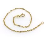 Delicate vintage Twisted Rope Chain 14k Gold Bracelet c 1980s.