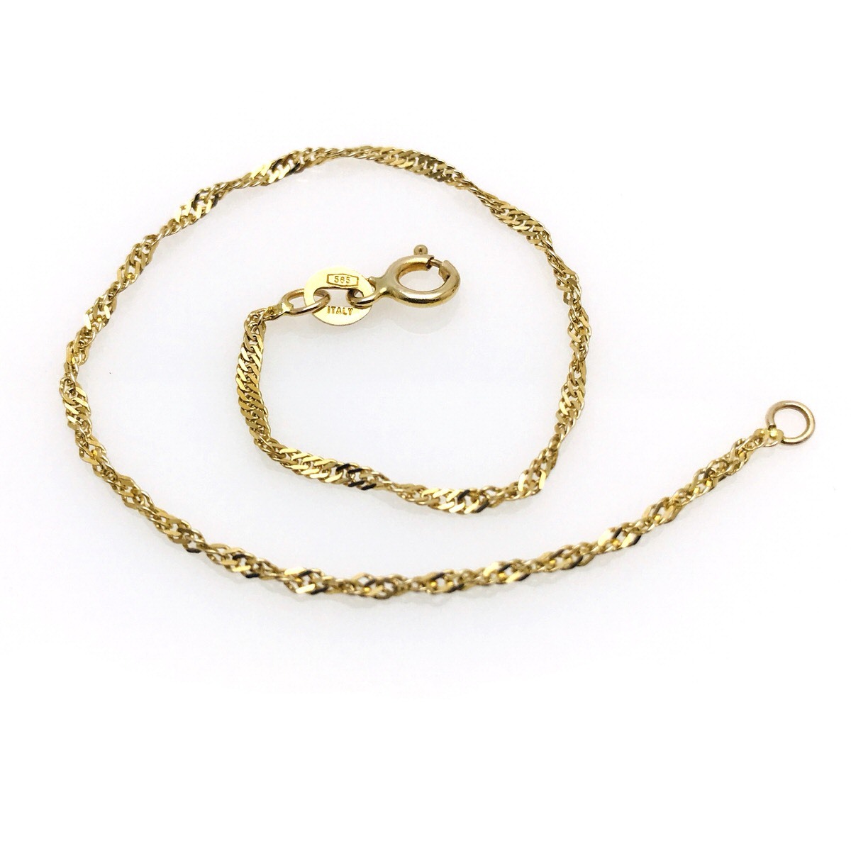 Delicate vintage Twisted Rope Chain 14k Gold Bracelet c 1980s.