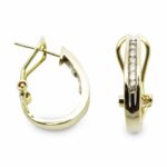 Diamonds 14k Gold Hoop Earrings Omega Clips 0.35 Cts