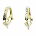 Diamonds 14k Gold Hoop Earrings Omega Clips 0.35 Cts