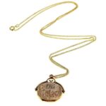 Edwardian Gold Filled Locket Pendant Necklace Dated 1915
