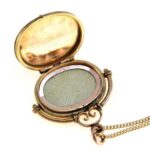 Edwardian Gold Filled Locket Pendant Necklace Dated 1915