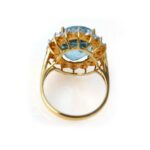 Estate 14k Gold 9ct Topaz Diamond Halo Cocktail Ring