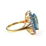 Estate 14k Gold 9ct Topaz Diamond Halo Cocktail Ring