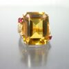 Estate Huge Citrine Art Deco to Retro 14k Gold Ring Ruby Accents