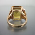 Estate Huge Citrine Art Deco to Retro 14k Gold Ring Ruby Accents