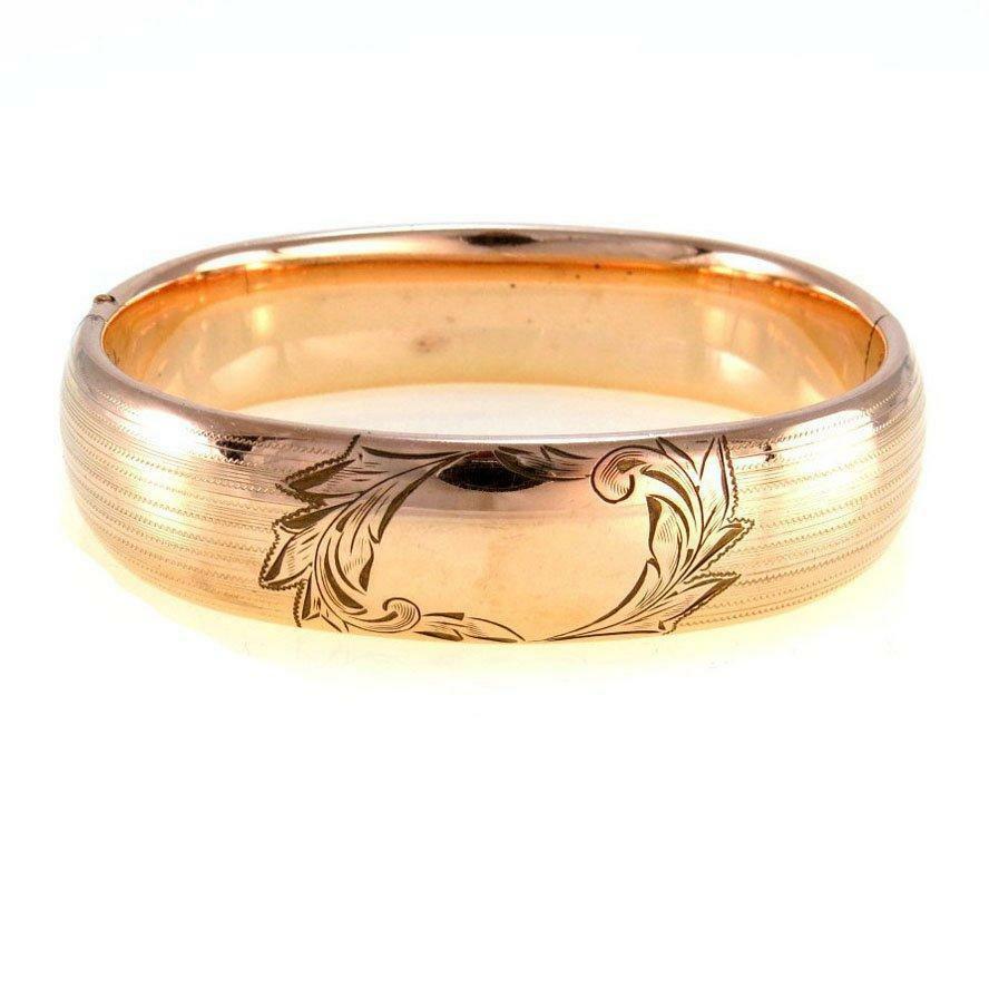 Exquisite Late Victorian Edwardian Bangle Clamper Bracelet in Gold Filled