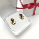 Garnet and Gold Minimalist Stud Earrings