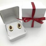 Garnet and Gold Minimalist Stud Earrings