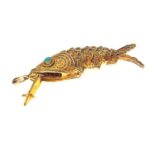 Gilt Sterling Filigree Wiggly Fish Vinaigrette Pendant