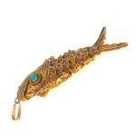 Gilt Sterling Filigree Wiggly Fish Vinaigrette Pendant