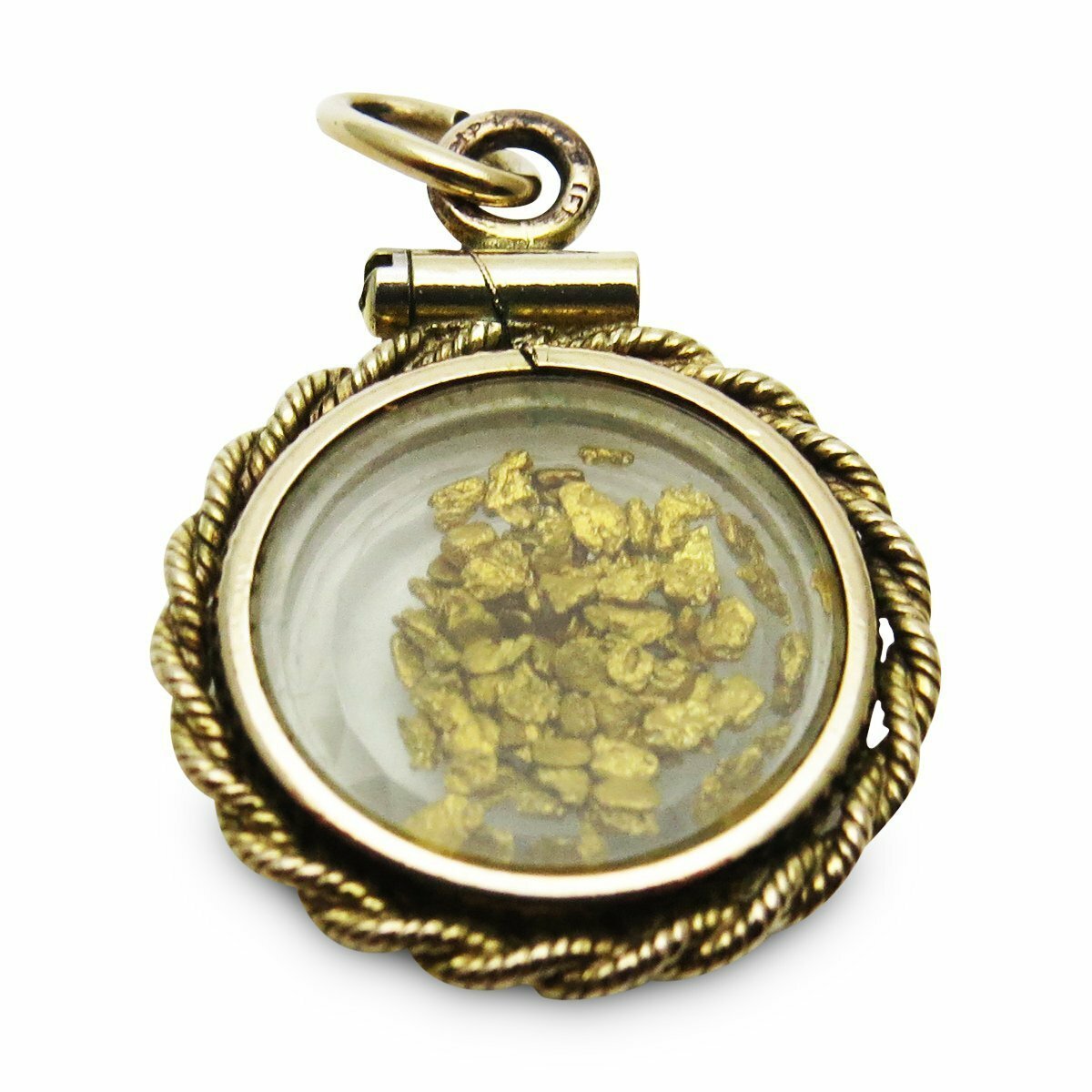 Gold Nugget Filled Bubble Locket Pendant