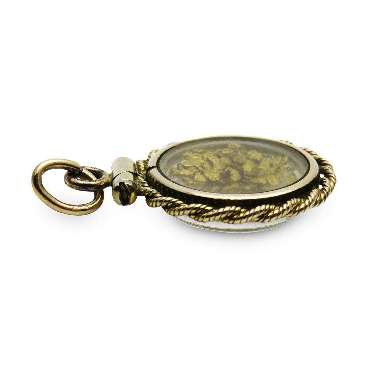Gold Nugget Filled Bubble Locket Pendant