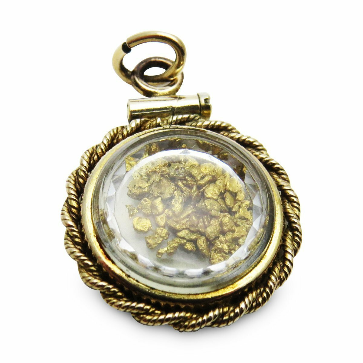 Gold Nugget Filled Bubble Locket Pendant